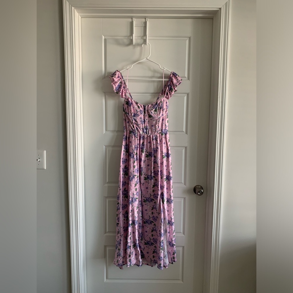 ASTR The Label Wedelia Floral Bustier Midi Dress Medium